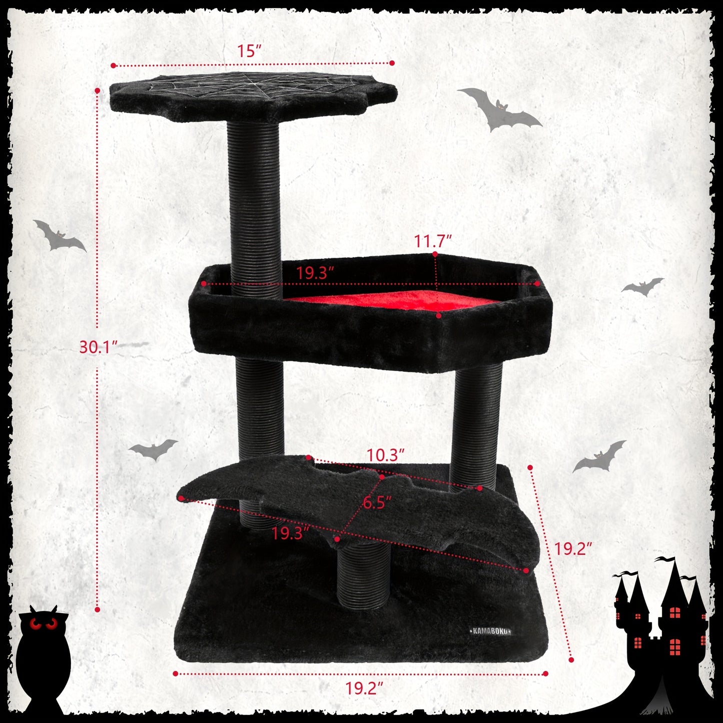 Spooky Gothic Cat Tower - 30.3" Black Cat Condo with Coffin Bed, Scratching Posts, and Perches for Indoor Cats - Perfect for Halloween Feline Fun