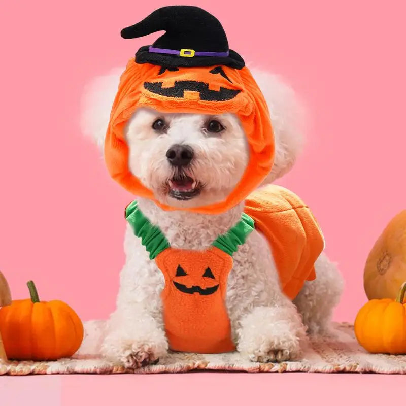 Cute Dog Halloween Hat Cloth Suit For Dogs Pets Cosplay Pumpkin Dog Costume Pet Cosplay Costumes Cozy Dog Festival Clothes